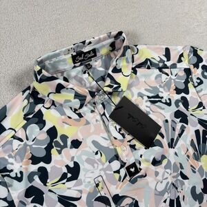 Bad Birdie Savannah Swing Core Polo Shirt‎ Mens Large Multicolor Abstract Floral